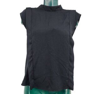 Who What Wear Black Sleeveless Ruffle Blouse Top Women's Size S 2519